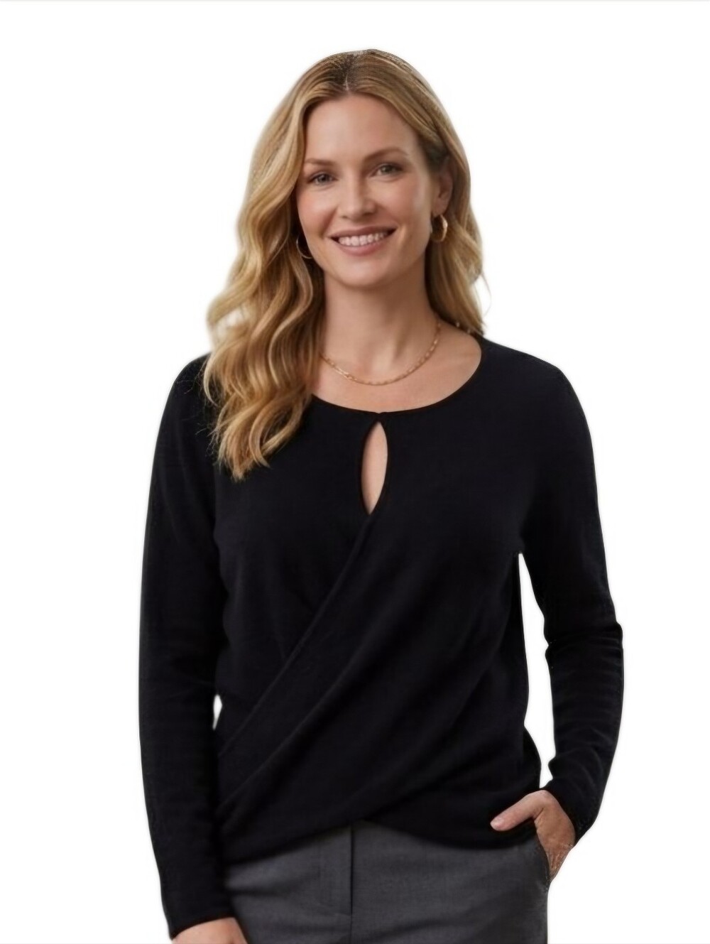 Club Monaco 100% Cashmere Black Cutout detail Pullover Sweater Size M